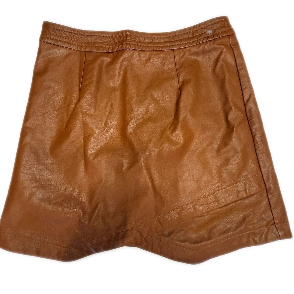 5/$55 - Altar'd State Caramel Brown Lined Faux Leather Skirt, Back Zipper, M
